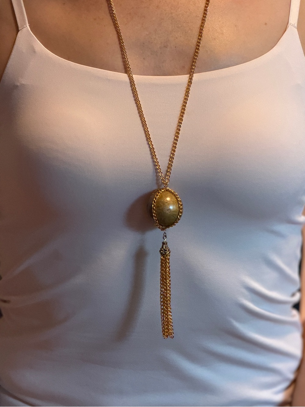 Gold Long Pendant Tassel Necklace